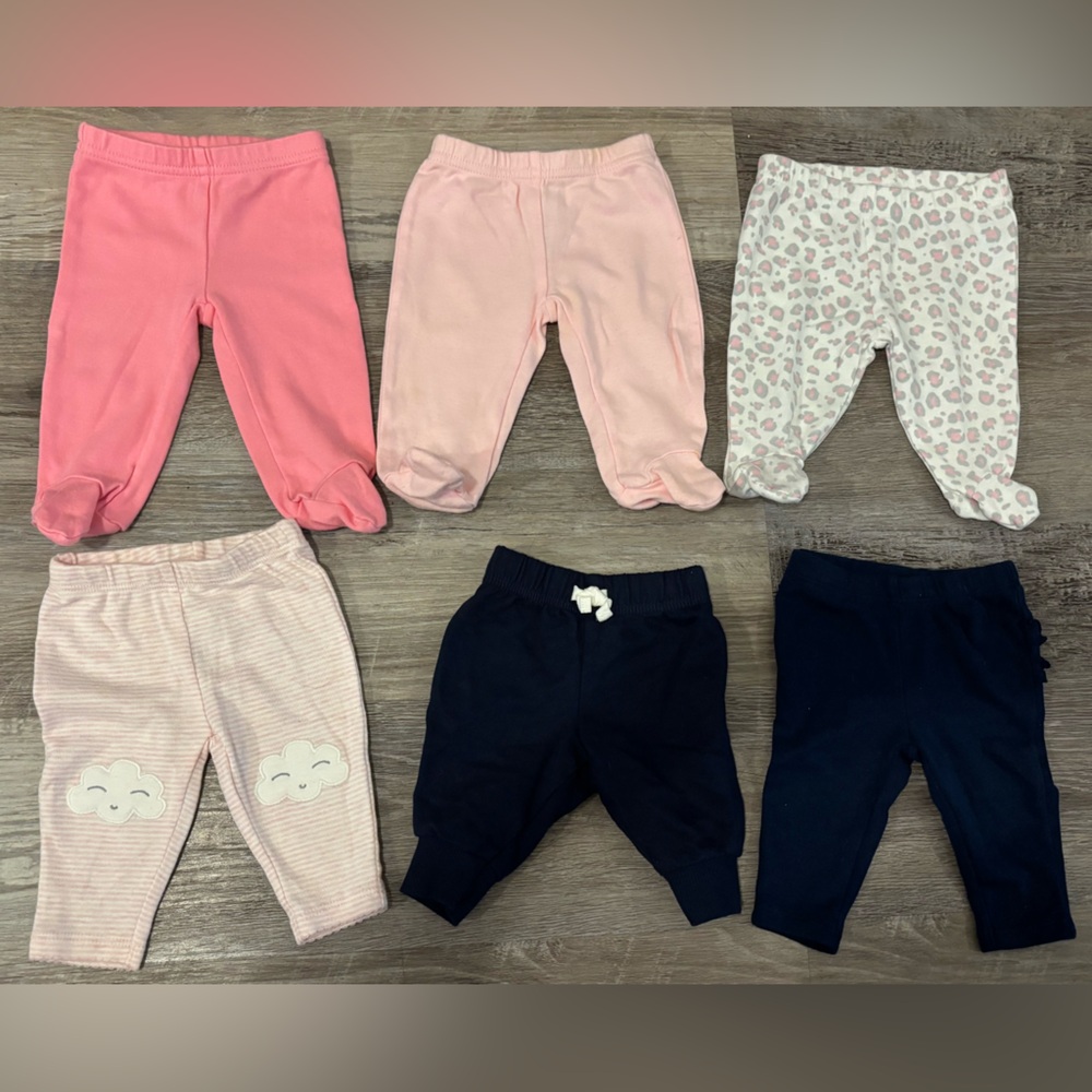Bundled- Assorted Kids Bottoms Set - Pink, Navy, and White (6pcs)
